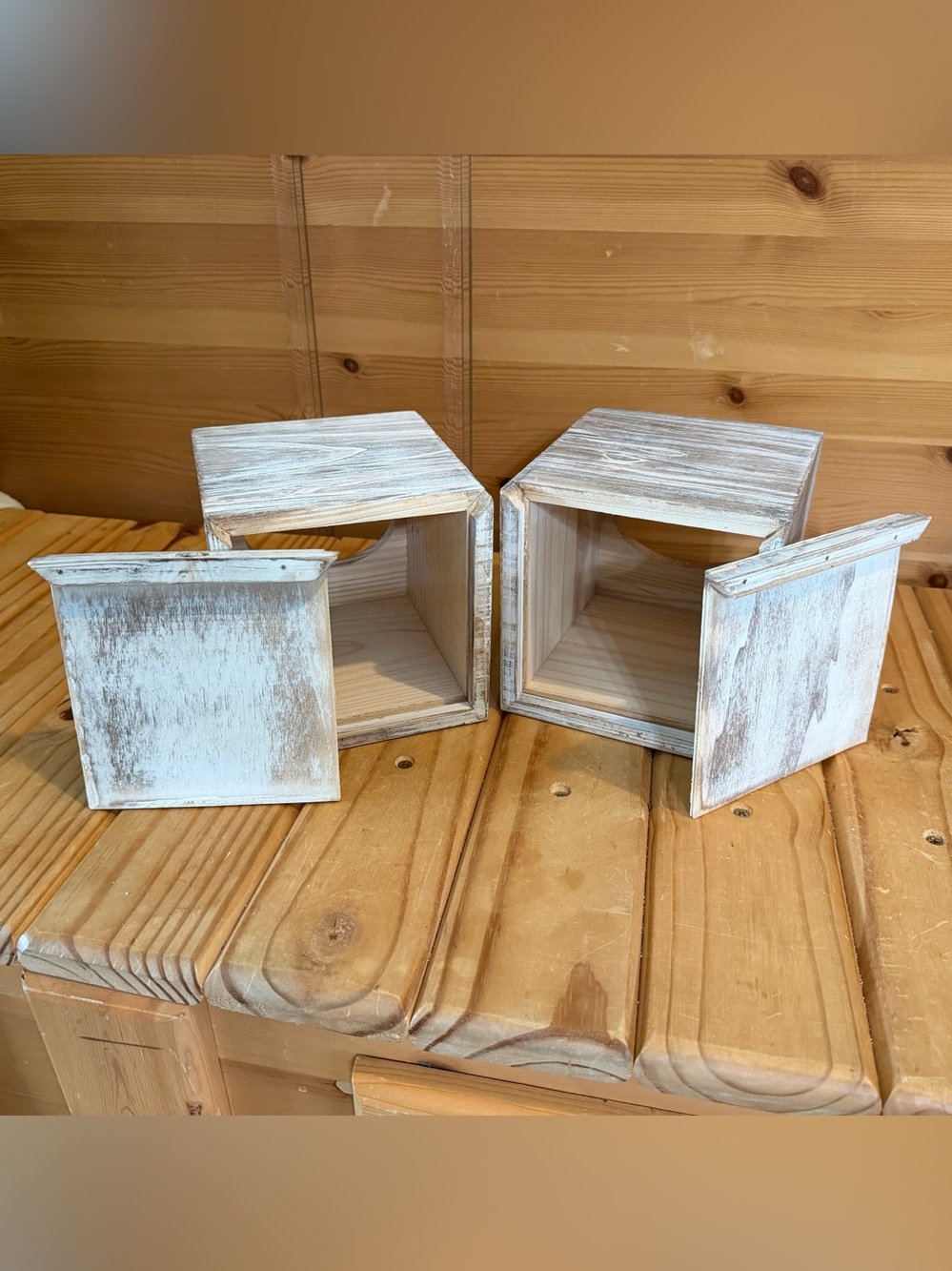 Rustic Whitewashed Wood Cube Tissue Box Cover - Neutral Accent - Picture 5 of 8